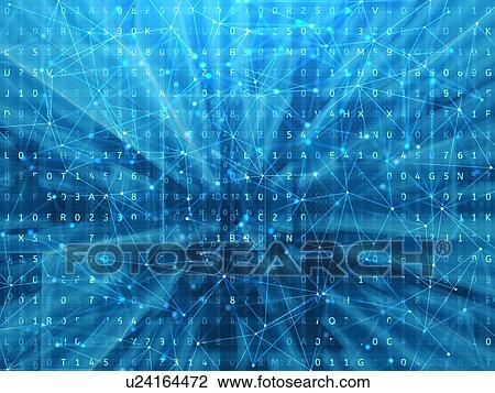 Stock Image - Abstract binary coding on blue.. Fotosearch