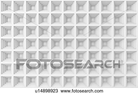 Stock Image - Abstract square white geometric background. 3d illustration.. Fotosearch