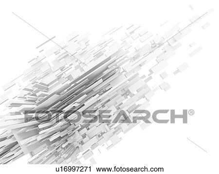 Stock Image - Abstract white geometric background. Array of a boxes in space. 3D Illustration.. Fotosearch