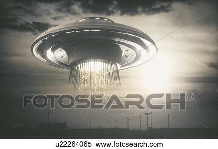 Stock Photography - Alien space ship in the sky, illustration.. Fotosearch