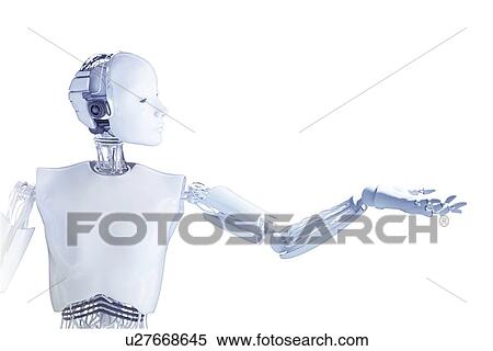Stock Photography - Android with arm out, illustration.. Fotosearch