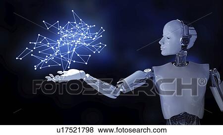Stock Photo - Android with network, illustration.. Fotosearch