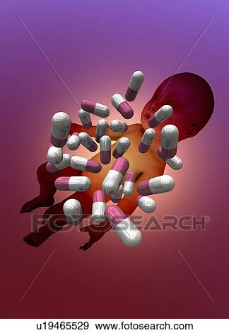 Baby and capsules, illustration. View Large Photo Image Stock Photo - Baby and capsules, illustration.. Fotosearch
