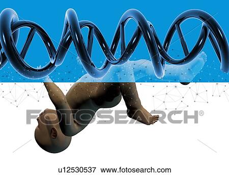 Stock Photo - Baby and dna strand, illustration.. Fotosearch
