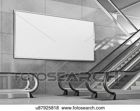 Billboard and escalators, illustration. View Large Photo Image Stock Photo - Billboard and escalators, illustration.. Fotosearch