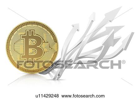 Bitcoin and a lot of white growth arrows. 3D illustration on white background. View Large Photo Image Stock Photo - Bitcoin and a lot of white growth arrows. 3D illustration on white background.. Fotosearch