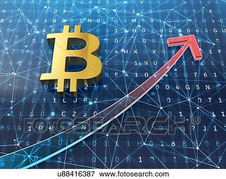 Bitcoin growth concept. Stock market arrow on digital background. 3d illustration. View Large Photo Image Stock Photo - Bitcoin growth concept. Stock market arrow on digital background. 3d illustration.. Fotosearch