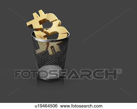 Bitcoin in the trash can. 3d illustration on gray background with copy space. View Large Photo Image Stock Photograph - Bitcoin in the trash can. 3d illustration on gray background with copy space.. Fotosearch