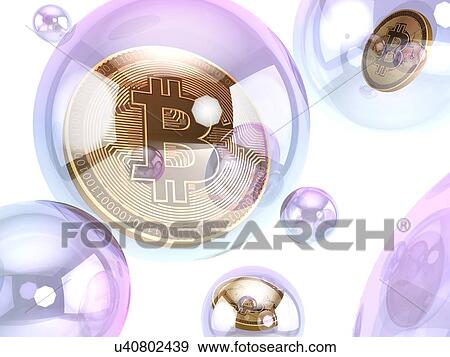 Stock Photo - Bitcoin inside soap bubble. 3D illustration.. Fotosearch