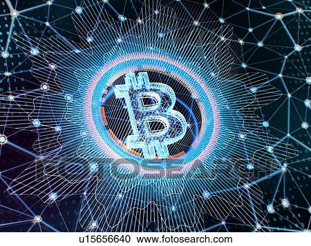 Bitcoin sign on blue digital background. 3d illustration. View Large Photo Image Stock Image - Bitcoin sign on blue digital background. 3d illustration.. Fotosearch
