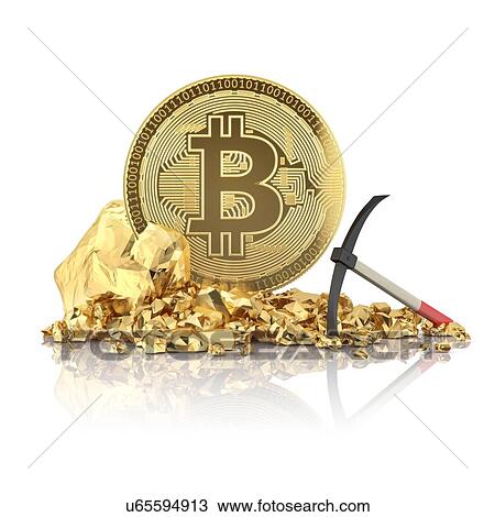 Bitcoin standing on a golden stones with pickaxe for mining of cryptocurrency. 3D illustration isolated on white background. View Large Photo Image Stock Image - Bitcoin standing on a golden stones with pickaxe for mining of cryptocurrency. 3D illustration isolated on white background.. Fotosearch