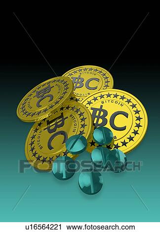 Stock Image - Bitcoins and pills, illustration.. Fotosearch