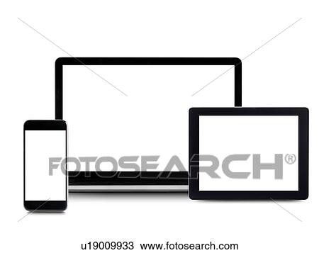 Stock Image - Blank digital device screens.. Fotosearch