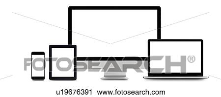 Stock Image - Blank digital device screens.. Fotosearch