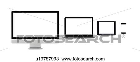 Stock Image - Blank digital device screens.. Fotosearch