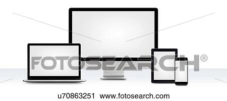 Stock Image - Blank digital device screens.. Fotosearch