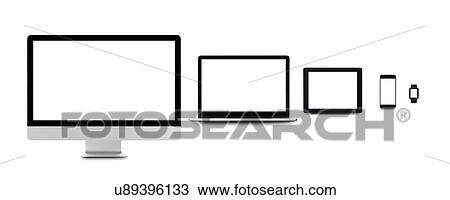 Stock Image - Blank digital device screens.. Fotosearch