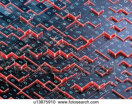 Stock Image - Blockchain technology concept. 3d illustration.. Fotosearch