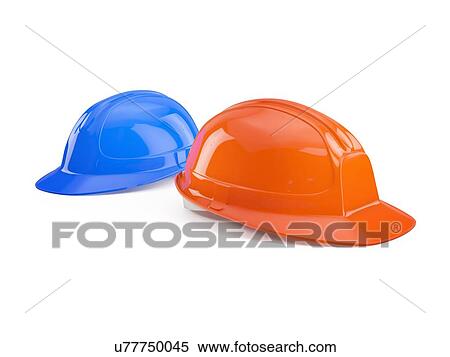 Stock Photography - Blue and orange safety helmet isolated on white background.. Fotosearch