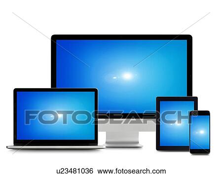 Blue screens on digital devices. View Large Photo Image Stock Photograph - Blue screens on digital devices.. Fotosearch
