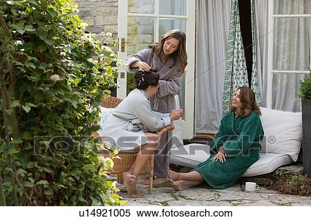 Bride and friends on morning of wedding day View Large Photo Image Stock Photography - Bride and friends on morning of wedding day. Fotosearch