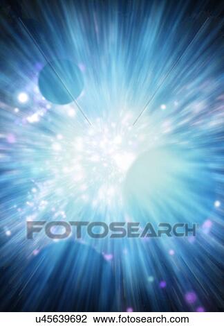 Stock Image - Bright blue lights in space, illustration.. Fotosearch