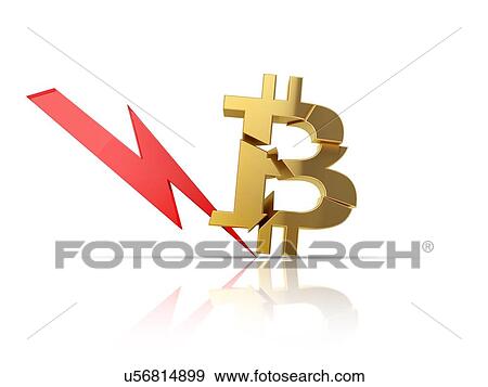 Broken bitcoin symbol with red arrow symbolise fall of cryptocurrency price. 3d illustration. View Large Photo Image Stock Photo - Broken bitcoin symbol with red arrow symbolise fall of cryptocurrency price. 3d illustration.. Fotosearch