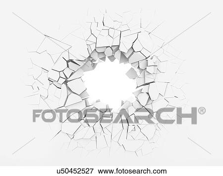 Stock Photo - Broken white wall with a hole in the center. 3d illustration.. Fotosearch
