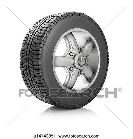 Stock Image - Car wheel, illustration.. Fotosearch