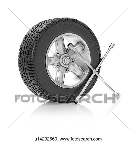 Car wheel with tyre wrench, illustration. View Large Photo Image Stock Image - Car wheel with tyre wrench, illustration.. Fotosearch
