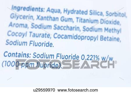 toothpaste label ingredients children fotosearch