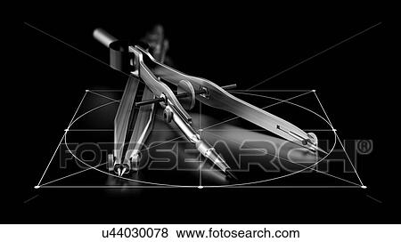 Stock Photo - Close-up of engineering or architectural divider and compass. 3d illustration with shallow depth of field.. Fotosearch