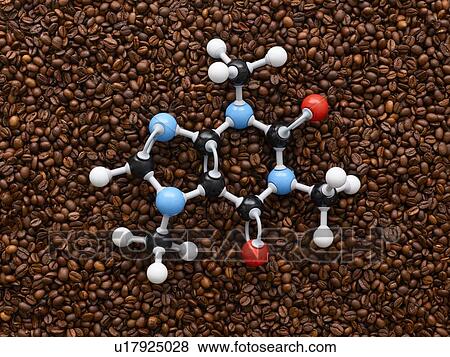 Stock Photo - Coffee beans and molecular model.. Fotosearch