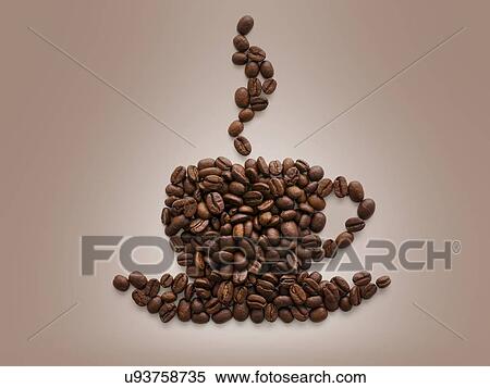 Stock Photography - Coffee beans in a cup shape.. Fotosearch