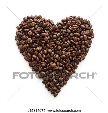 Picture - Coffee beans in a heart shape.. Fotosearch