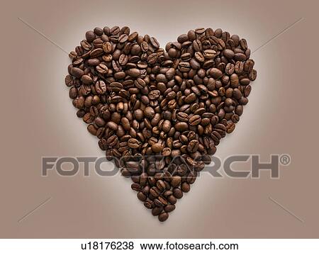 Stock Photo - Coffee beans in a heart shape.. Fotosearch