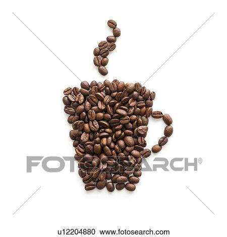 Stock Image - Coffee beans in a mug shape.. Fotosearch