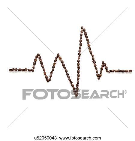 Stock Image - Coffee beans making an electrocardiogram line.. Fotosearch