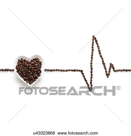 Stock Photo - Coffee beans making an electrocardiogram line.. Fotosearch