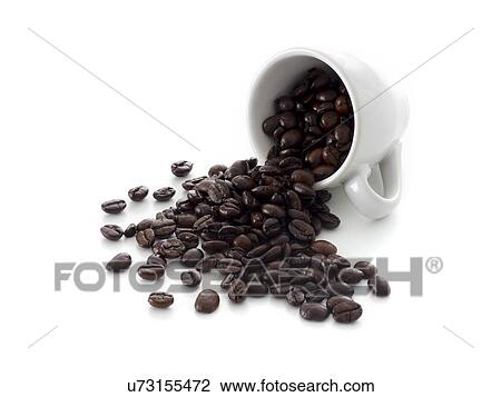 Coffee beans spilling from cup. View Large Photo Image Stock Image - Coffee beans spilling from cup.. Fotosearch