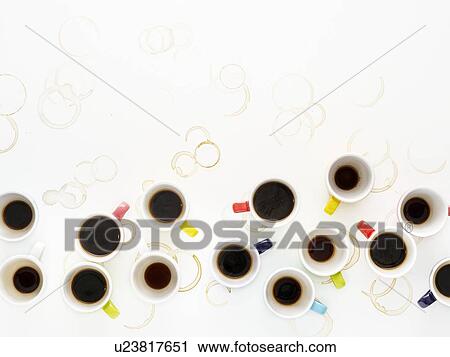 Colourful cups of coffee, high angle view. View Large Photo Image Stock Image - Colourful cups of coffee, high angle view.. Fotosearch