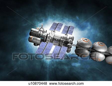 Communications satellite, illustration. View Large Photo Image Stock Photo - Communications satellite, illustration.. Fotosearch