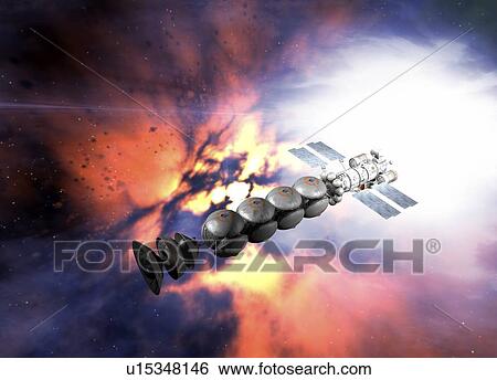 Stock Photograph - Communications satellite, illustration.. Fotosearch