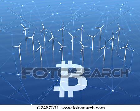 Concept of mining of cryptocurrency with help of offshore wind turbine farm. 3d illustration. View Large Photo Image Stock Image - Concept of mining of cryptocurrency with help of offshore wind turbine farm. 3d illustration.. Fotosearch