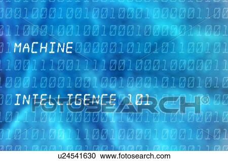 Stock Image - Conceptual illustration representing machine intelligence, or artificial intelligence (AI). The words 'machine intelligence 101' are seen superimposed over a background of ones and zeros, the 'bit's used in computing.. Fotosearch