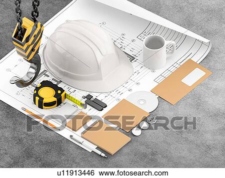 Construction and engineering tools, illustration View Large Photo Image Stock Photograph - Construction and engineering tools, illustration. Fotosearch