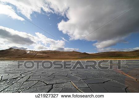 Stock Photo - Cracked, dried mud, Iceland.. Fotosearch