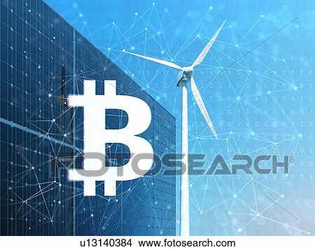 Cryptocurrency mining with renewable energy. 3d illustration. View Large Photo Image Picture - Cryptocurrency mining with renewable energy. 3d illustration.. Fotosearch