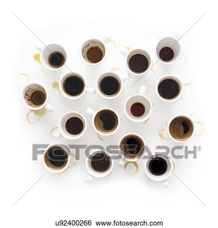 Cups of coffee, high angle view. View Large Photo Image Stock Photograph - Cups of coffee, high angle view.. Fotosearch