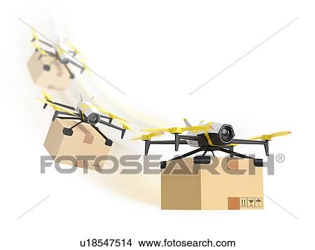 Delivery drone with a package, illustration. View Large Photo Image Picture - Delivery drone with a package, illustration.. Fotosearch